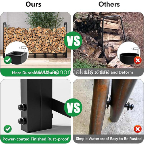 High-capacity Steel Outdoor Firewood Rack Heavy Duty Firewood Pile Storage Racks Wood Storage Accessory Firewood Log Rack